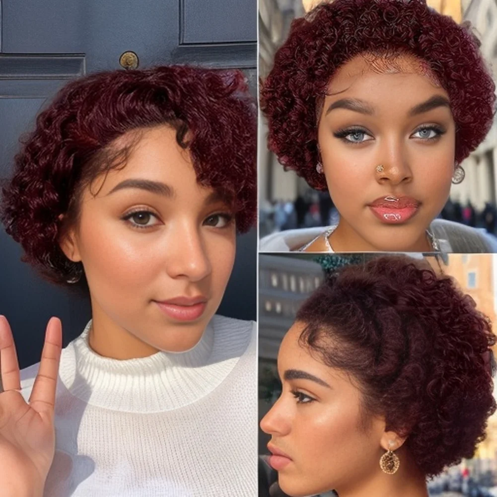 

Short Pixie Cut Wig Curly Bob Lace Front 100% Human Hair Wigs For Black Women 13X1 PrePulcked Wigs