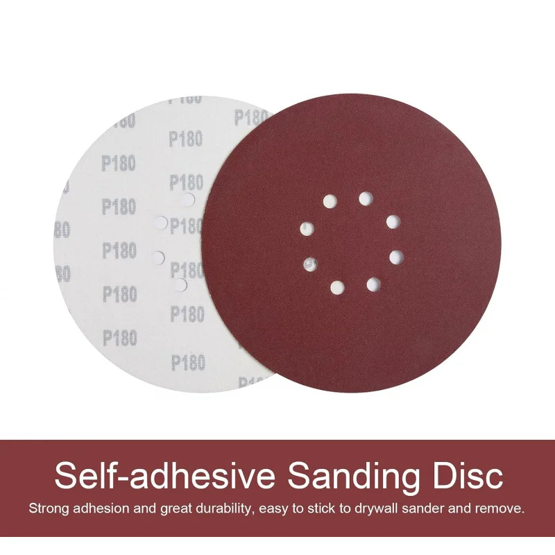 8-Hole Drywall Sander Polisher 9 Inch Sanding Discs Hook Loop 40/60/80/100/120/150/180/240 Grits Assorted Sandpaper Set Grinding