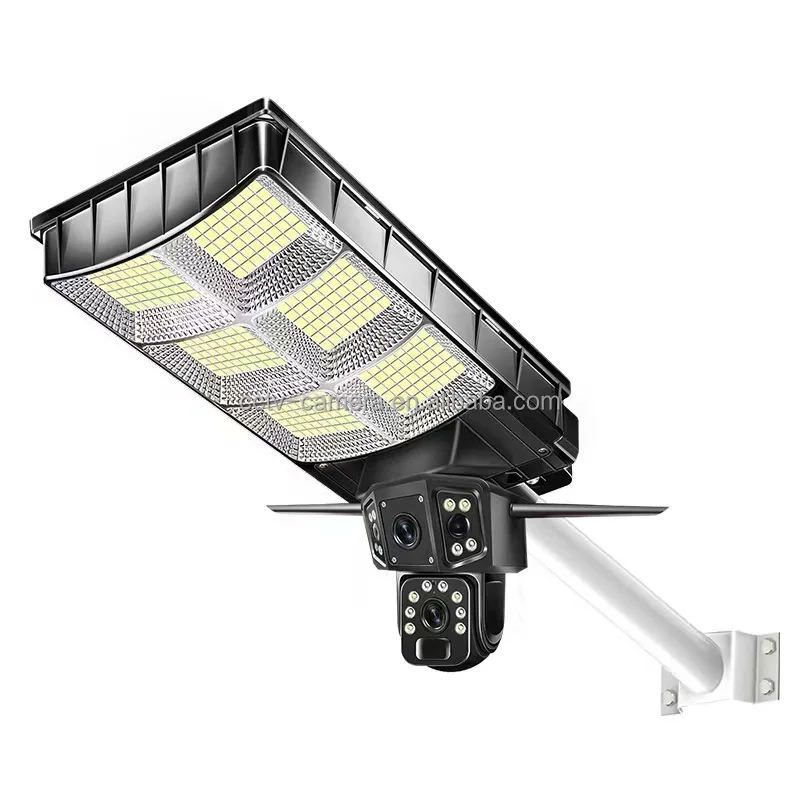 كاميرا CCTV ذات عدسة مزدوجة تعمل بالطاقة الشمسية بطاقة Sim 4G مع ضوء الشارع #5