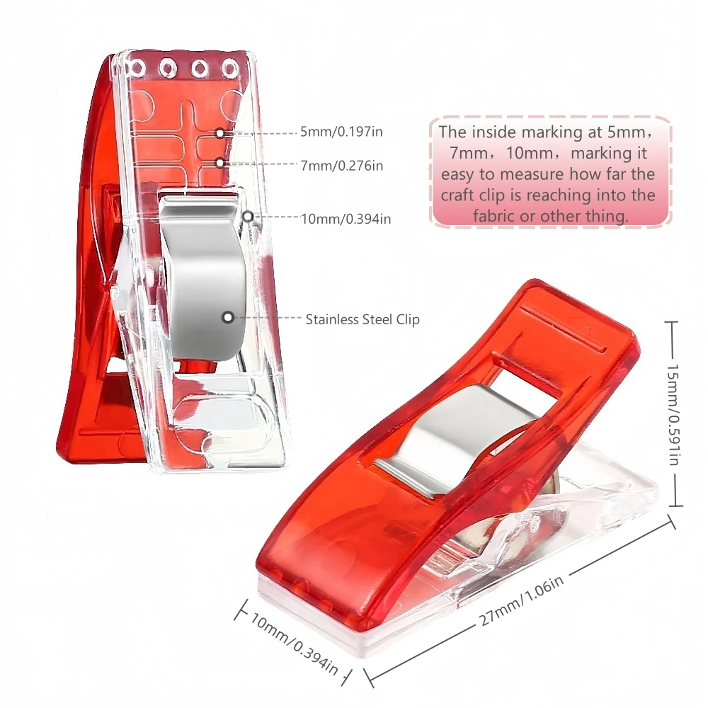 20/50/100Pcs Multipurpose Colorful Transparent Plastic Small Clips for Crocheting Knitting Safety Clothing Clips Sewing Supplies