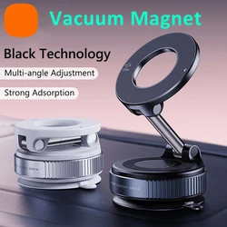 New Strong Magnetic Phone Holder Foldable Design 360° Adjustable Vacuum Car Mount For Car Desk Bathroom Magnet Suction Stand