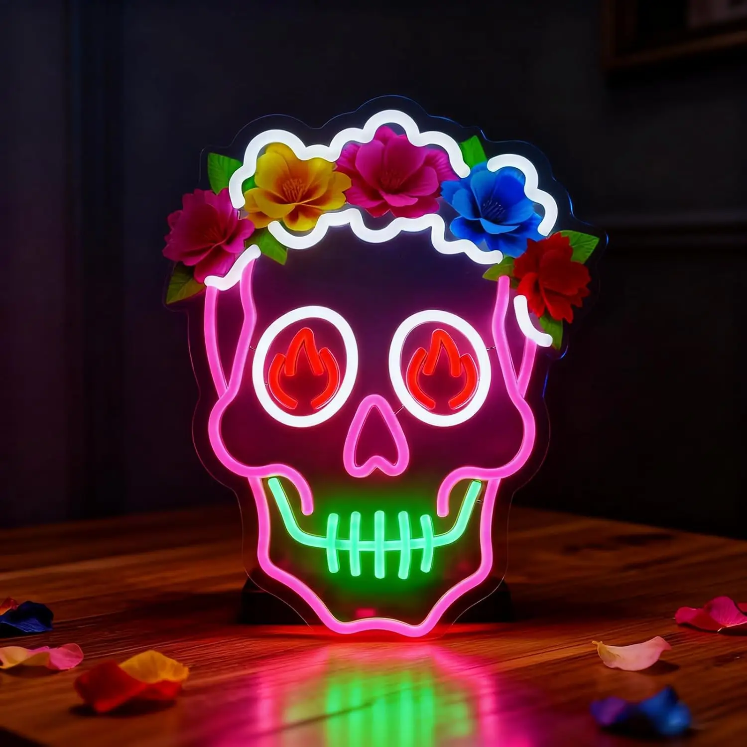 

Day of the Dead Neon Sign USB Powered Mexican Sugar Skull LED Light for Bar Game Room Halloween Party Bedroom Decorations Gift
