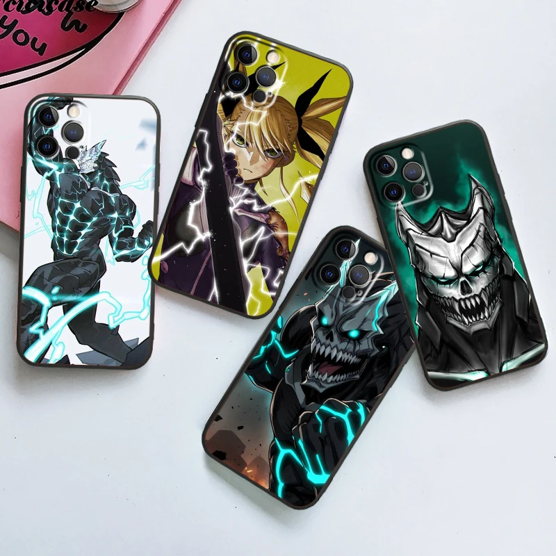 Anime Cool Cute K-Kaiju No. 8 For iPhone 15 14 13 12 11 XS XR X 8 7 SE Pro Max Plus Mini Black Soft Phone Case