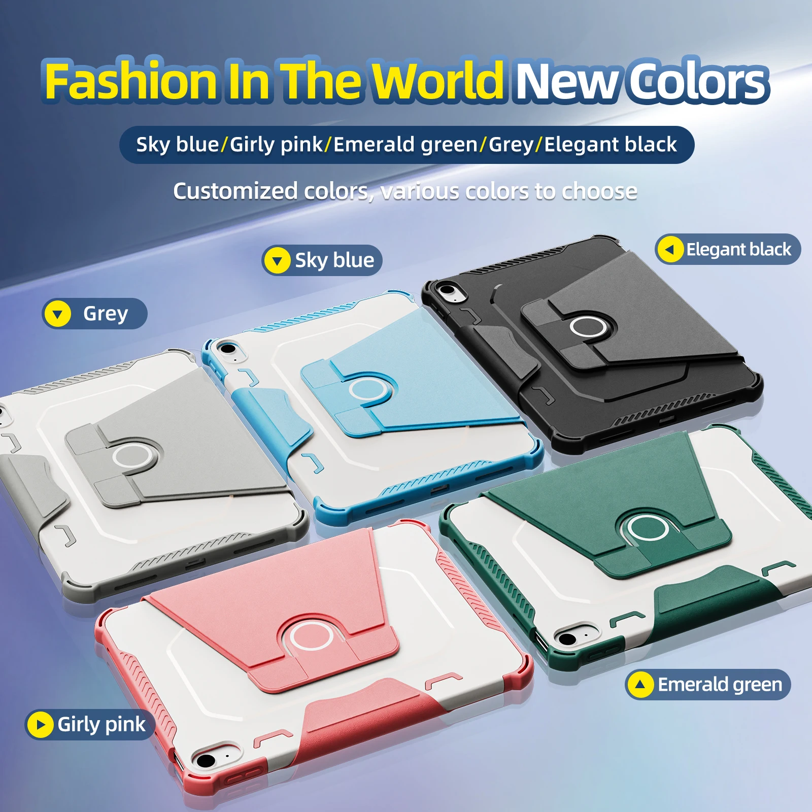 360 Degree Rotation For Armor Leather Tablet Cover For ipad air 11 m3 case 2025 ipad a16 case For 10/11th Gen 10.9 7 8 9 mini 7