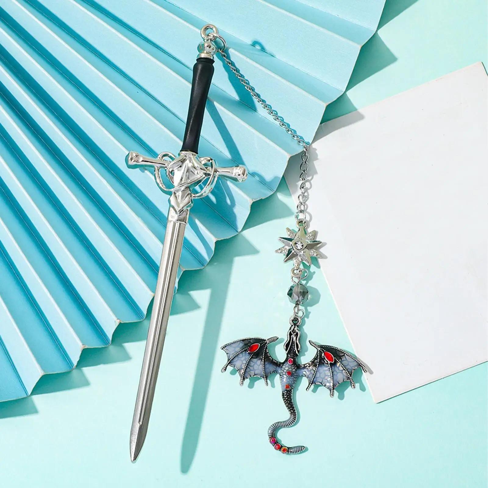 Dragon Bookmark Metal Dragon Bookmark Reading Page Marker With Crystal Pendant Decorative Hair Clip For Home School Women