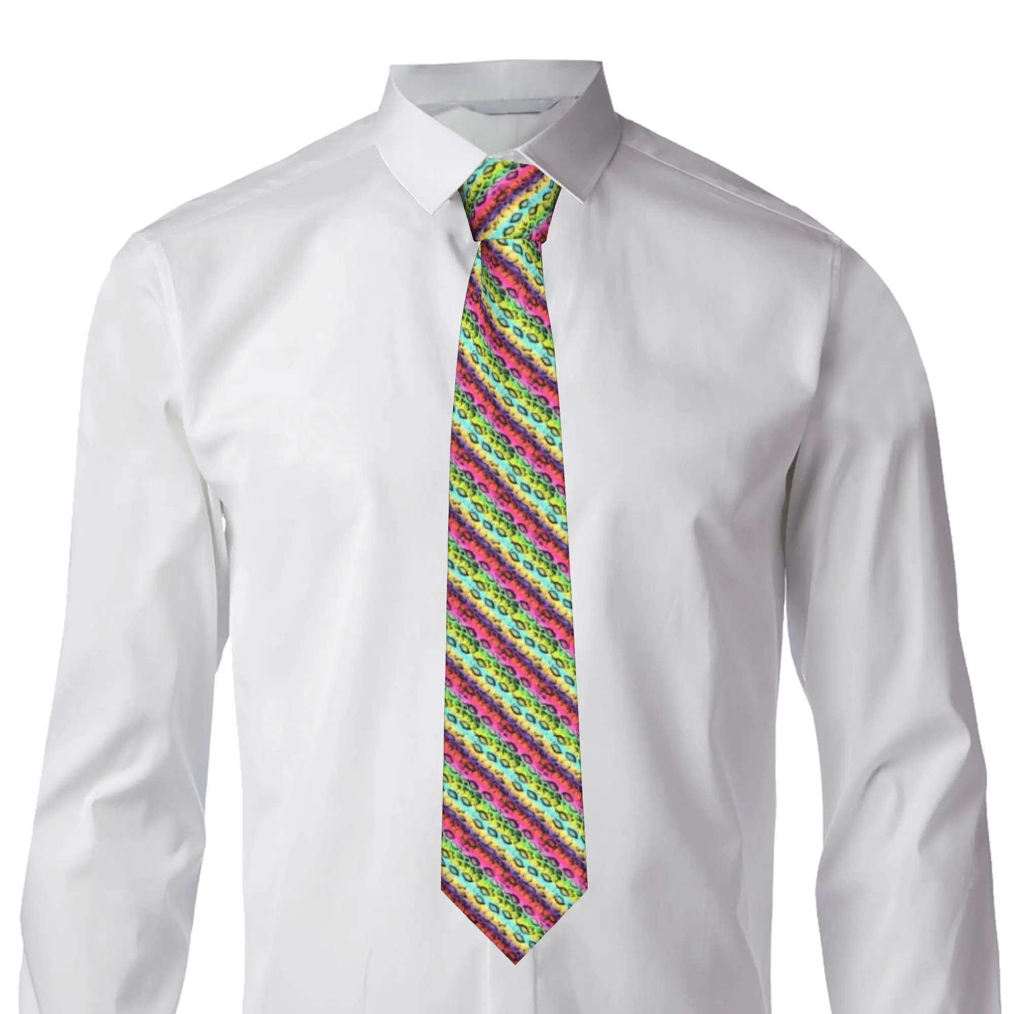 Classic Snake Skin Colored Rhombus  Tie for Office Men Black Rainbow Blue Green Purple Pink  Necktie