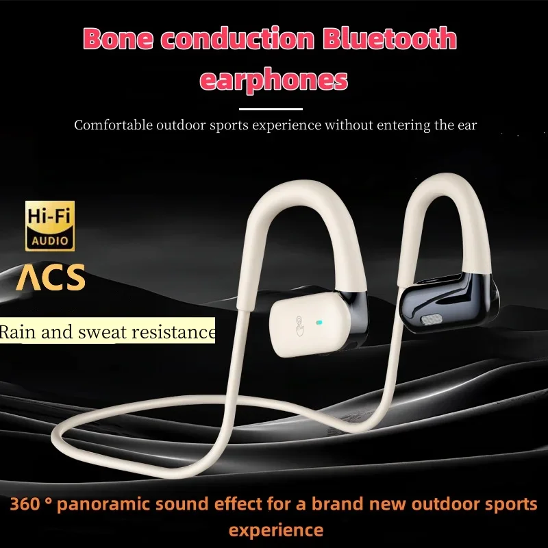 OWS Wireless Noise Reduction Sports Bone Conduction Bluetooth Earphones Neck Hanging/open Type Non in Ear Long Endurance BT 5.4