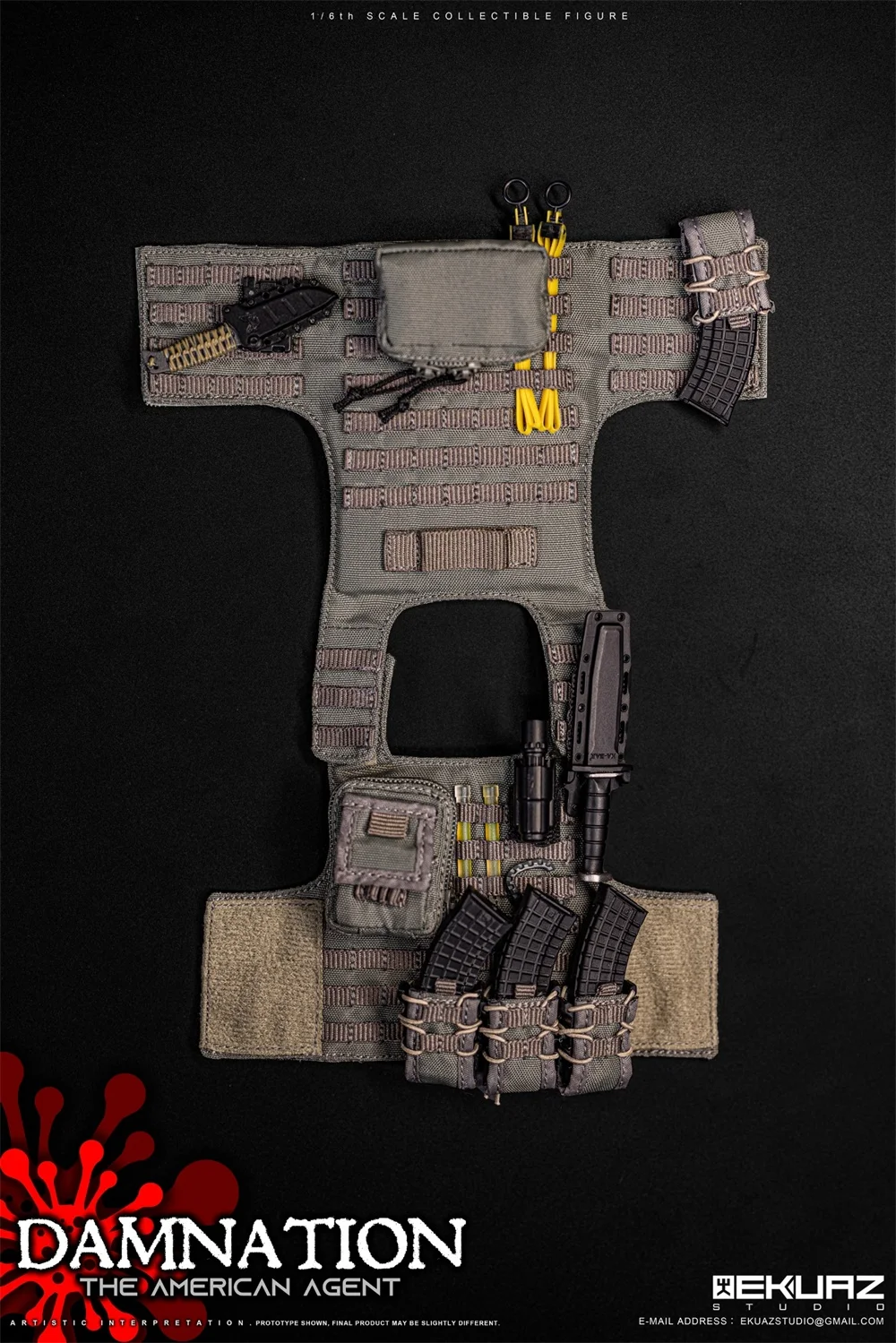 

1/6 EKUAZ EKS09 The American Agent Residents Man Soldier Evil Toys Model Hang Chest Vest Bags Accessories For 12" Doll Figure