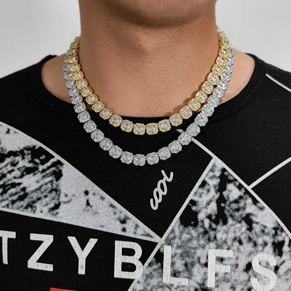 

Hip Hop Customized Jewelry 10MM Heart shaped Rock Sugar Chain Love Zircon Design Unique Couple Style