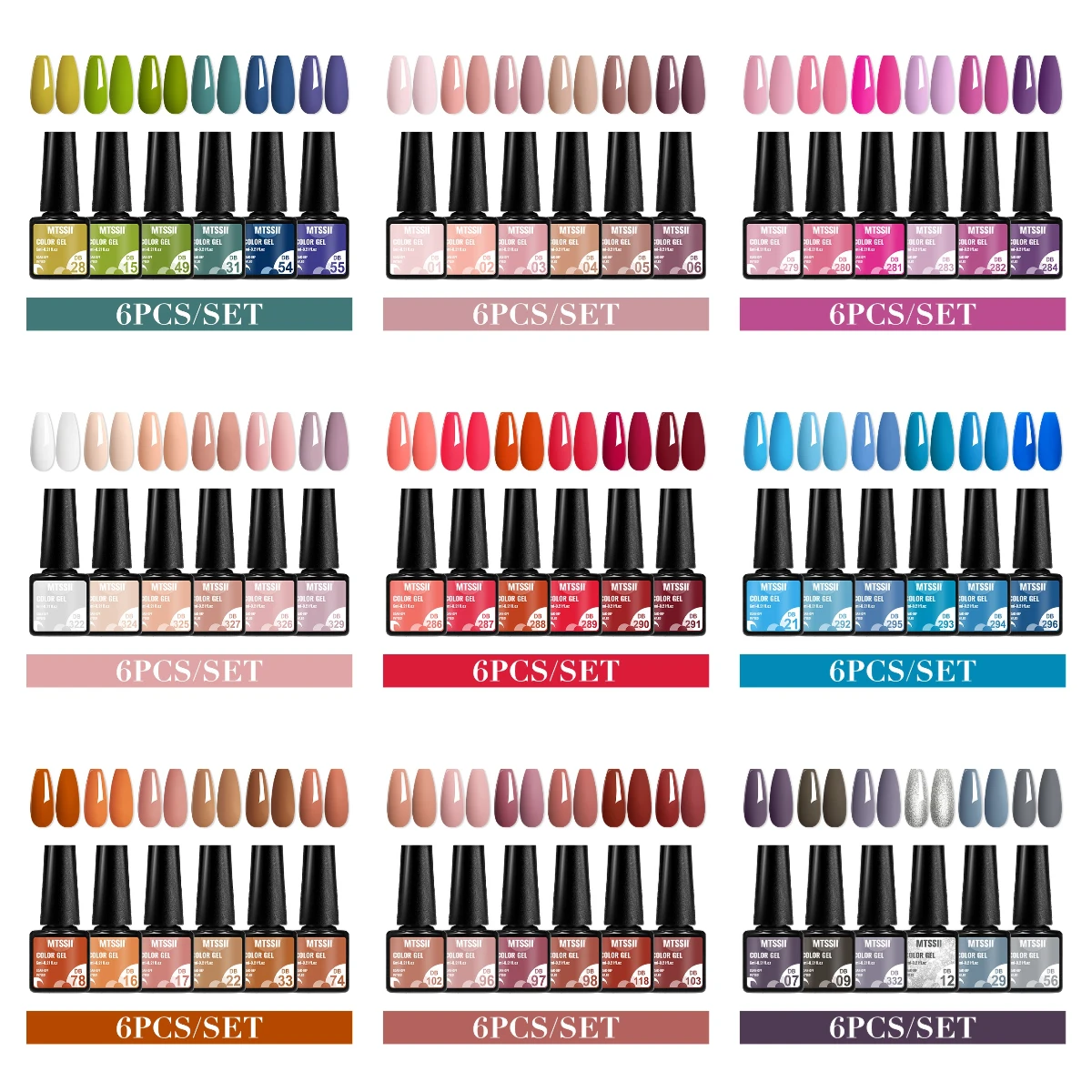 

6pc Nail Gel Polish Set TPO HEMA Free UV LED Soak Off Nail Salon Supplies Gel for Manicure DIY Long Lasting Gel Vernis Kit