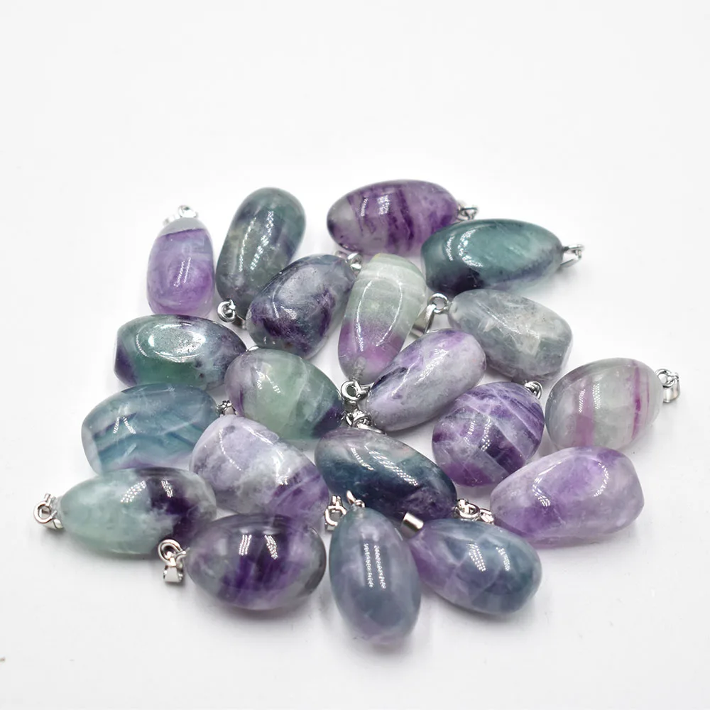 Moda di buona qualità naturale colorato fluorite guarigione Reiki irregolare energia grezza Chakra pendenti 20 pz/lotto all'ingrosso