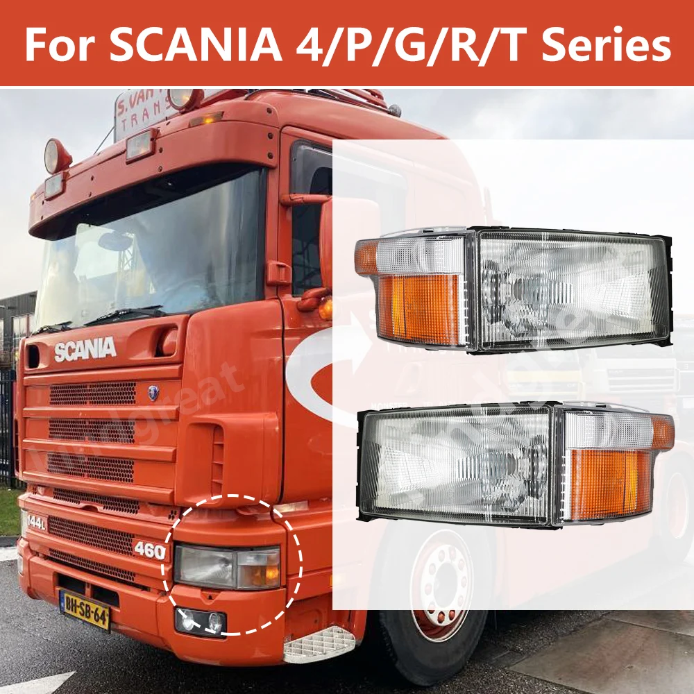 For SCANIA 4/P/G/R/T Series Heavy Duty Truck head Lamp 1446588/1446587/1732510/1732509 European Truck Lamp With Side Lamp