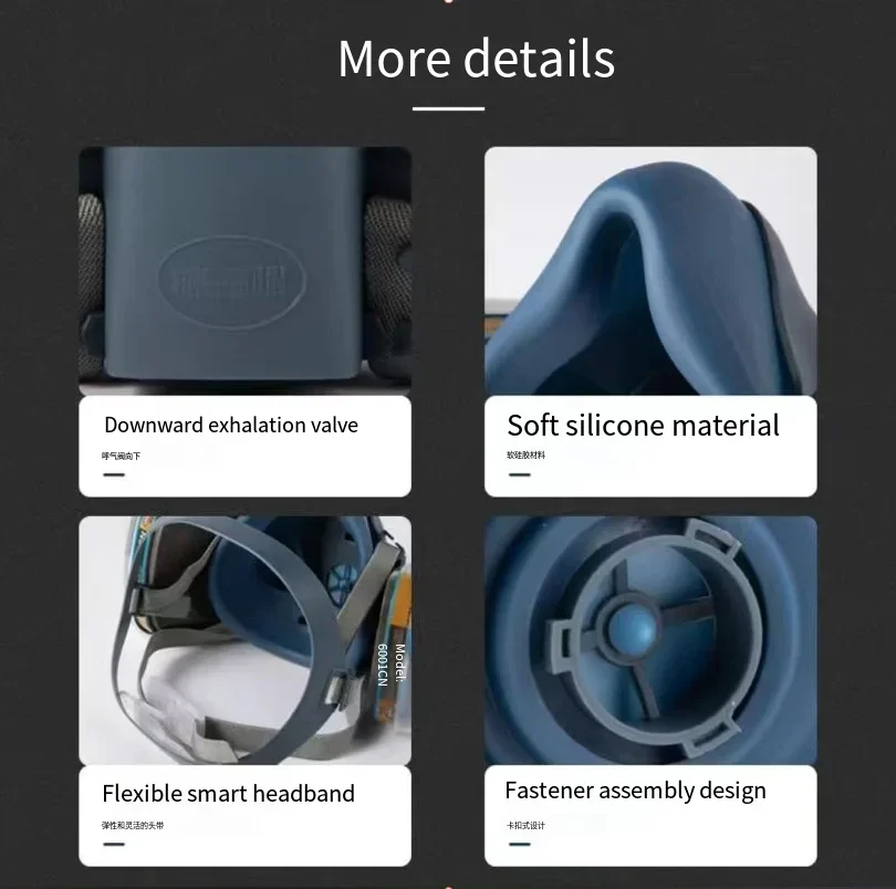 7502 قناع تنفس من السيليكون مع 2097 مجموعة نظارات مرشح لطلاء الغبار الايبوكسي بخار عضوي الفورمالديهايد لحام طحن