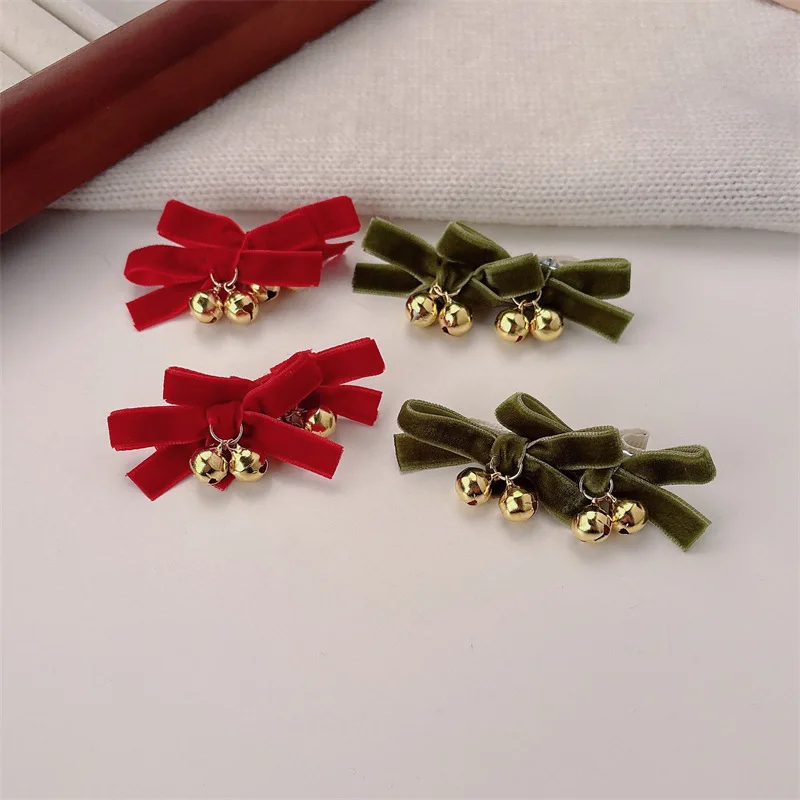 

Cute Velvet Bow Hairpin Girl Versatile Lily of The Bell Hairpin Side Broken Hair Bangs Edge Clip Hair Accessories