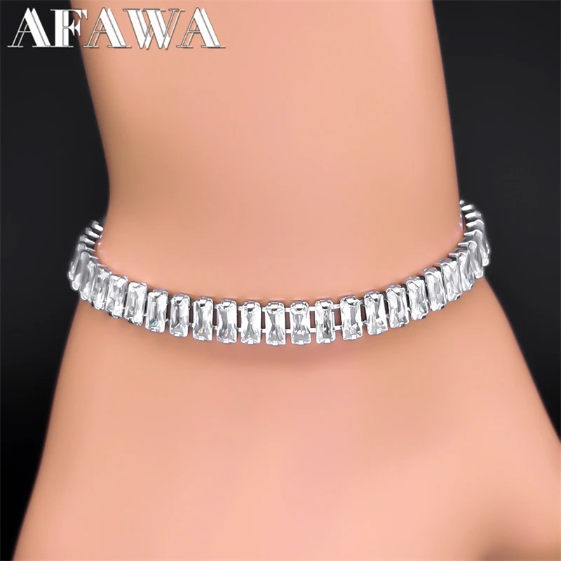 Aesthetic Elegant Zircon Bracelets Stainless Steel Silver Color Trendy Chain Female Accessories Engagement Wedding Gift Jewelry