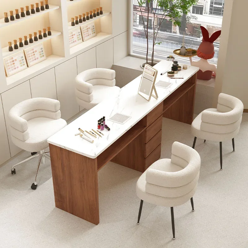 طاولة أظافر طاولات صالون رخامية مانيكير الأظافر مكتب مخزن للمكياج منظم أثاث احترافي مصمم للشعر Nageltisch #3
