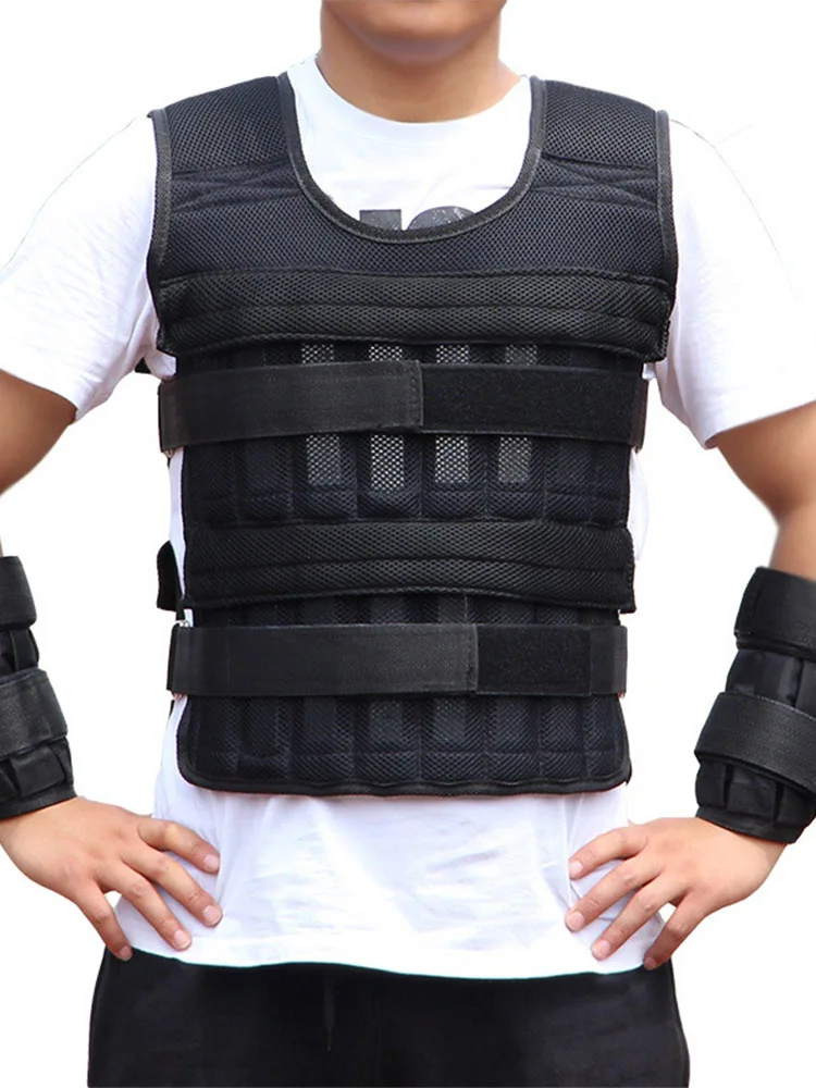 20kg Verstellbare Gewichtsweste, Leere Tasche Fitness-Laufweste für Männer und Frauen, Schwarze Trainingskleidung für Boxen