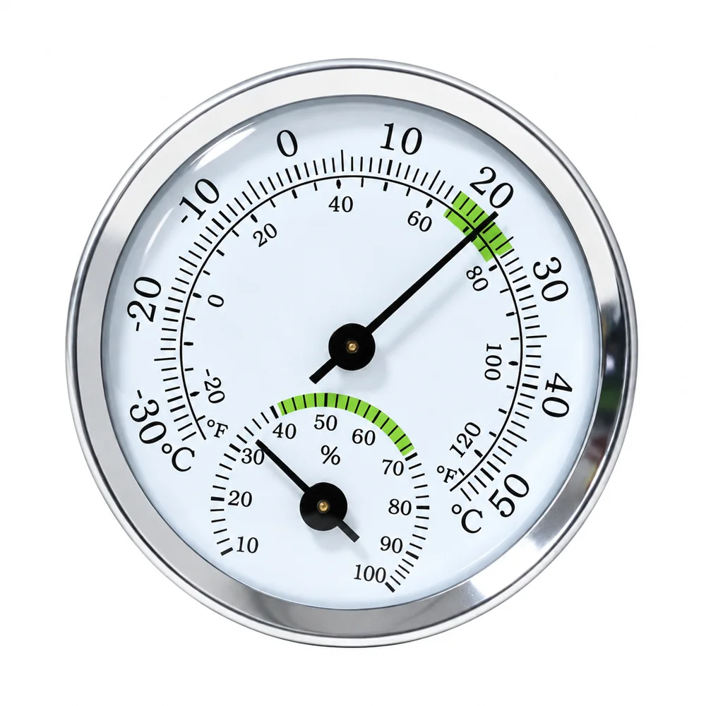 Mini Analog Thermometer Hygrometer, No Battery Required, Wall Mount Pointer Temperature Humidity Gauge