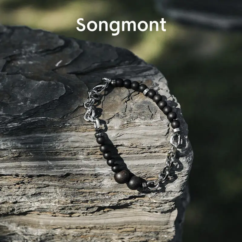 Songmont Holzperlen-Halskette, Armband, Multiway Wear, Unisex, Gothic-Stil, verstellbare Kette, Schwarz, Braun, Silber, 2025, neuer Trend