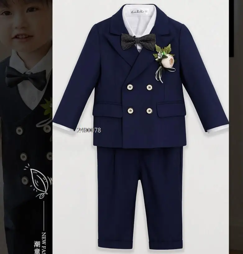 Flower Boys Wedding Suit Children Photography Dress Kids Stage Performance Formal Blazer Suit Baby Birthday Ceremony Costume