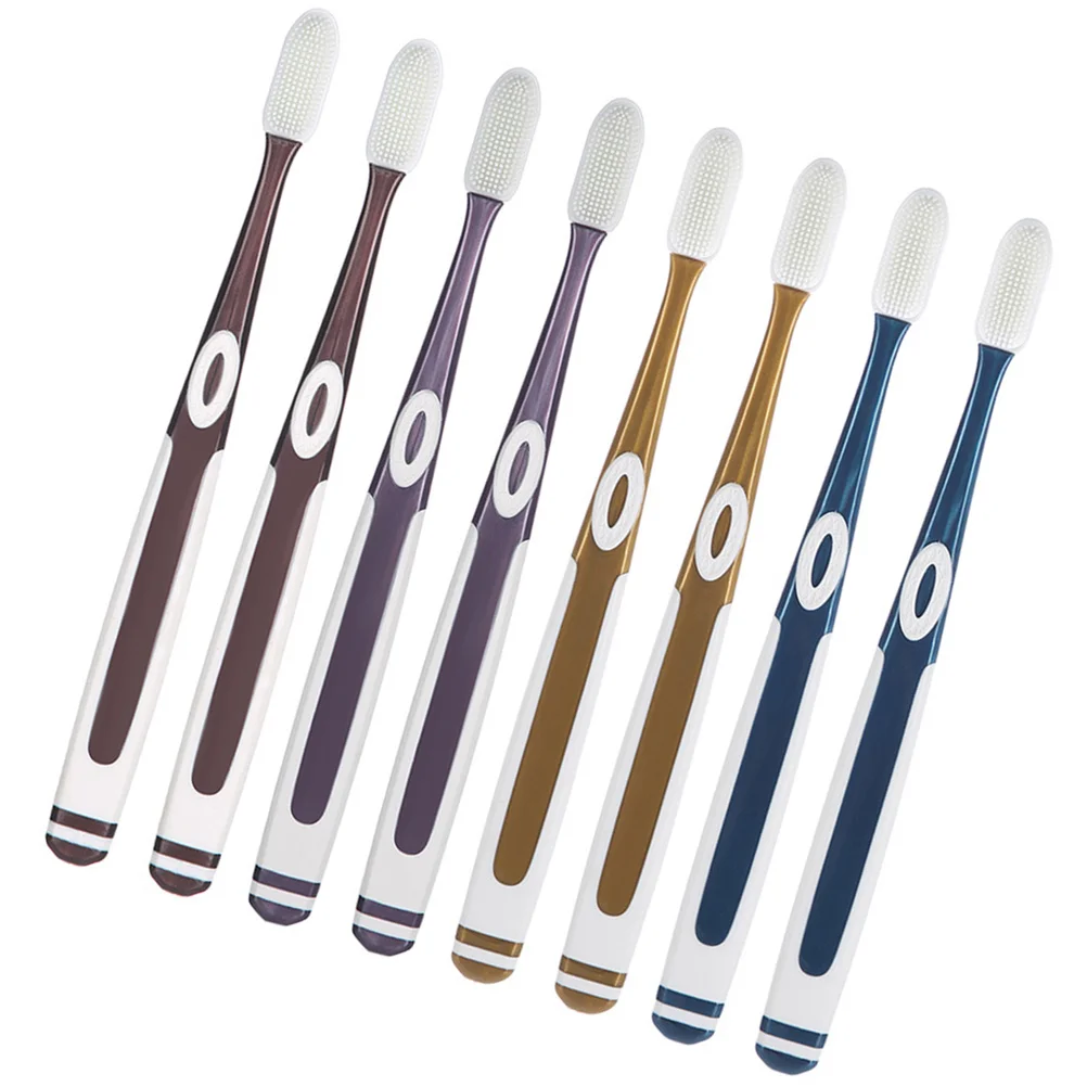 

8pcs Replacement Toothbrush Heads Ergonomic Compact Portable Travel Manual Toothbrushes Medium Bristles Wear-Resistant Gentle