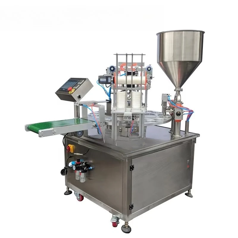 Automatic Pneumatic High Productivity Paper Bubble Tea Boba Cup Filling Heat Sealing Machine for Beverage - view 4