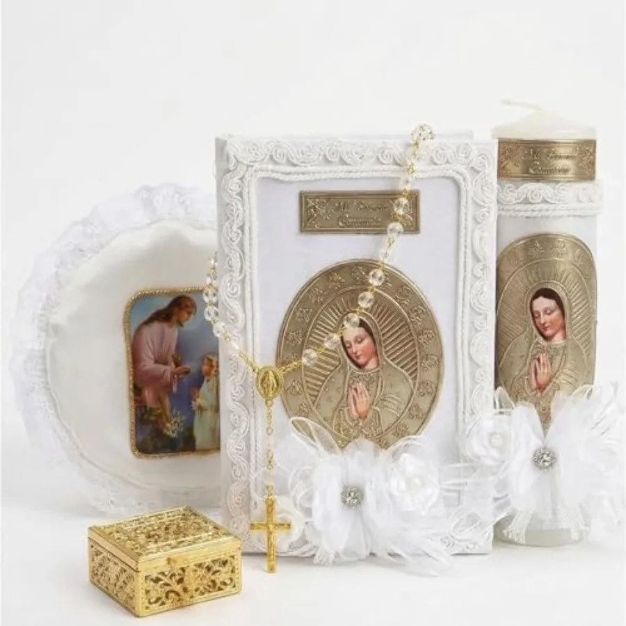 Biblia y Vela de Primera Comunión para Niña - Vela para Primera Comunión Niña