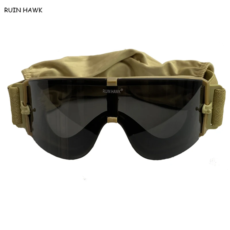 Outdoor Sunglasses Hunting Goggles Wargame Airsoft Paintball Tactical Glasses 3 Lens Windproof Glasses