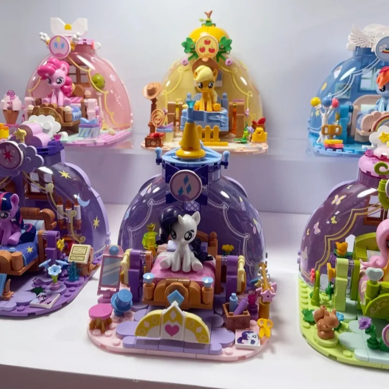 My Little Pony Building Blocks Anime Twilight Sparkle Pinkie Pie Rainbow Dash Yaoyao Bed Small Particle Model Ornament Gift Toys - view 6