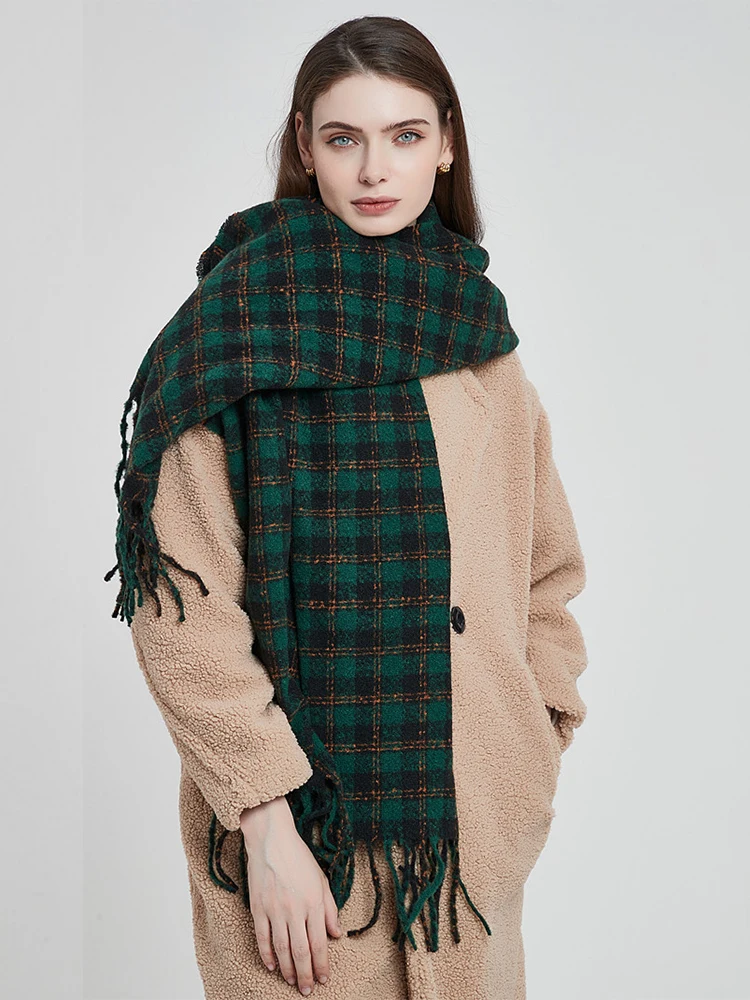 

New Imitation Cashmere Women Scarf Winter Vintage Plaid Scarve Pashmina Tassel Mujer Female Foulard Bufanda Wrap Shawl Echarpe