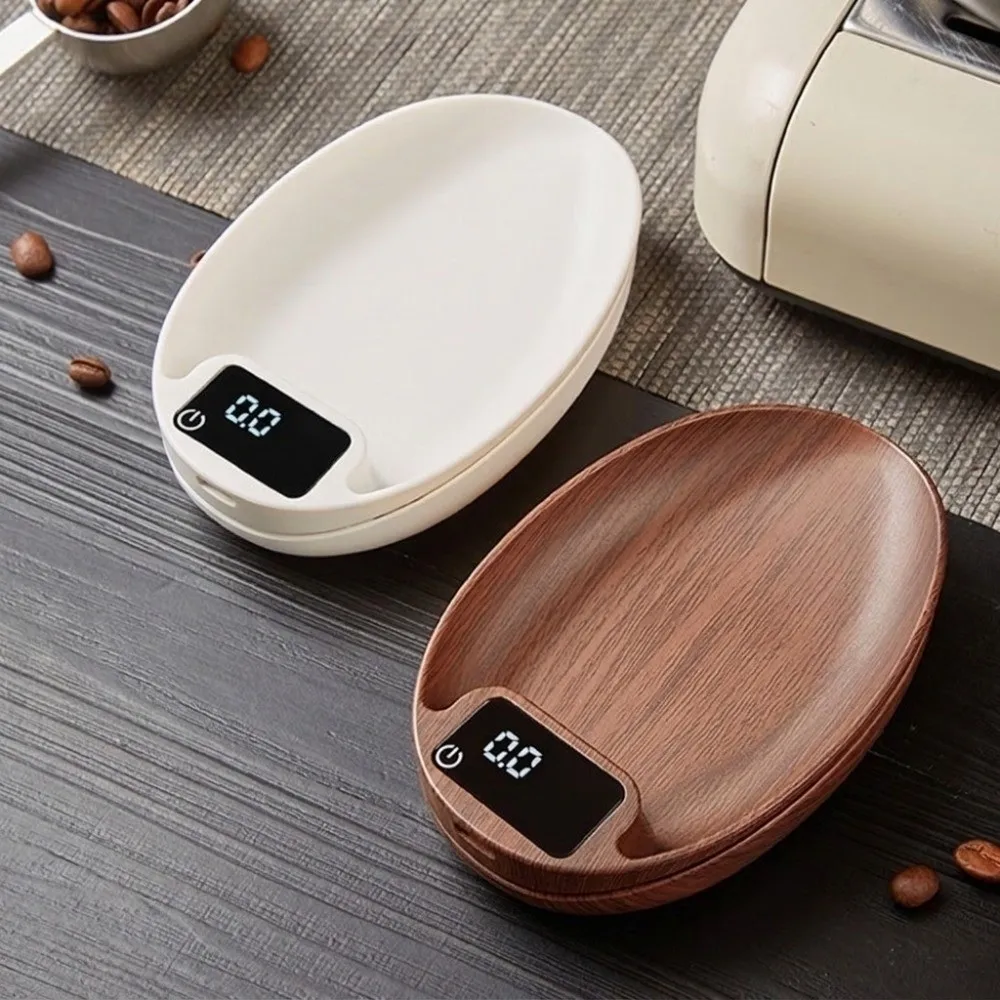 High-Precision Electronic Tea Scale Long Battery Life Wood Grain Coffee Bean Scale Rechargeable Portable Kitchen Scale