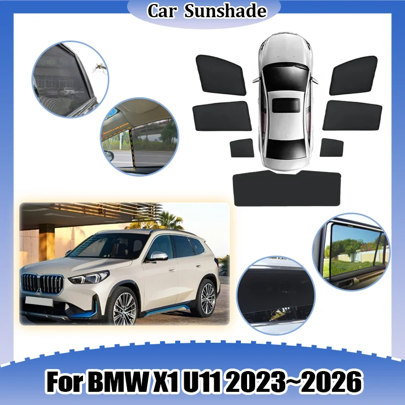 

For BMW X1 U11 IX1 2023 2024 2025 2026 Window Visor Heat Insulation Mesh UV Protection Privacy Curtain Sunshade Auto Accessories