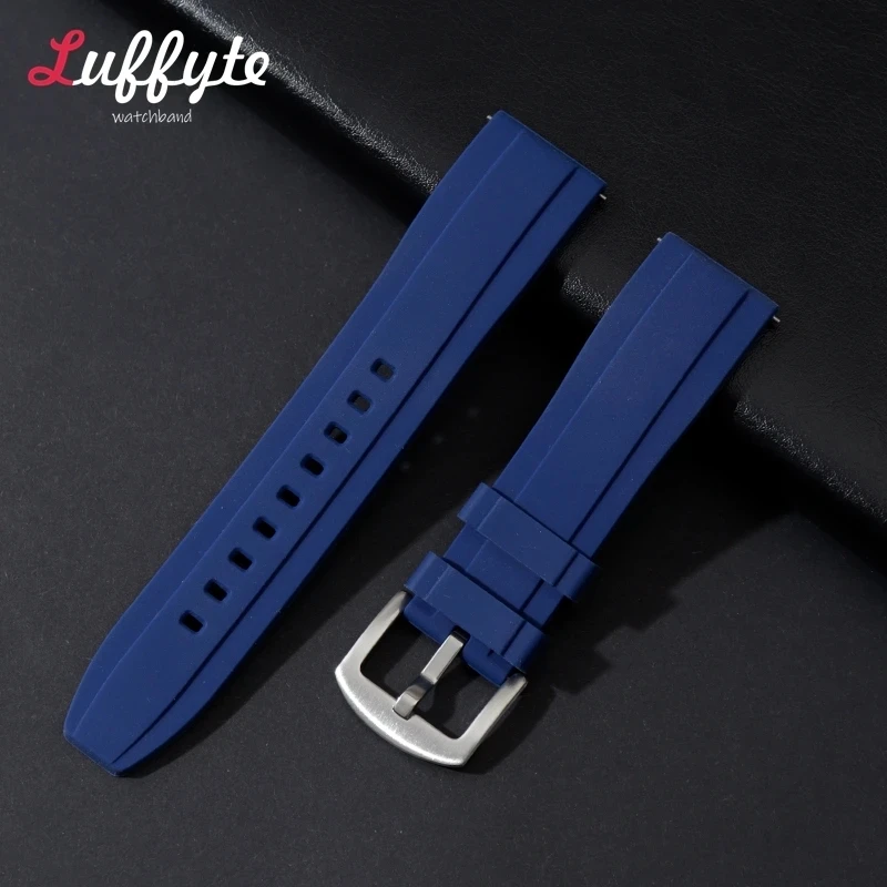 Fashion Silicone Strap 20mm 22mm Quick Relase Watchbands with Steel Buckle Watch Accessories Smartwatch Rubber Watchband image 2