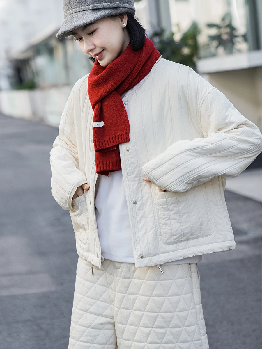 

Удобное мягкое хлопковое пальто на флисовой подкладке для женщин, легкое, без воротника, маленький размер, с вертикальным рубчиком