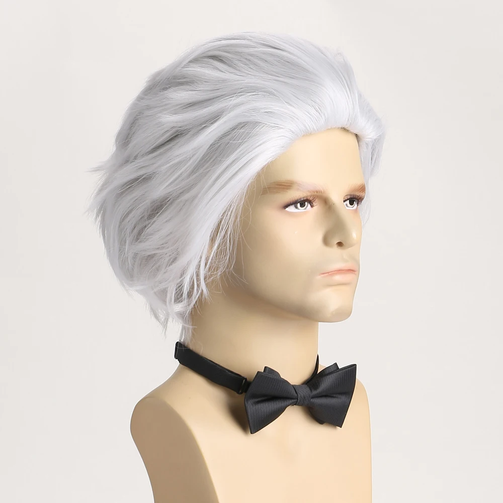 Men\'s Wig Versatile Comic Cos Fake Hair Silver White Short Hair Men Party For Carnivals Short White Synthetic Wig Cosplay Wigs