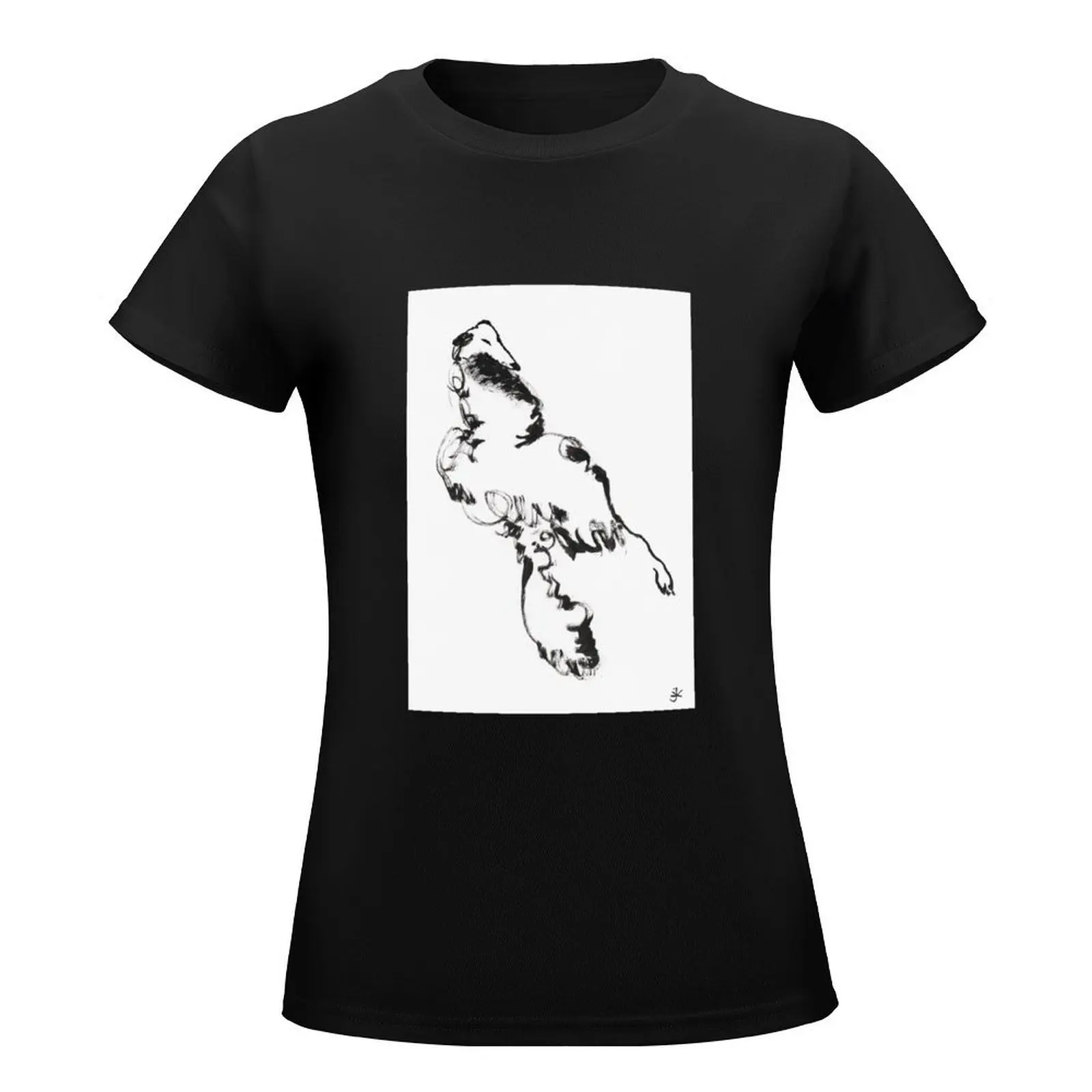 Borzoi Dog 3 Sitting Pose T-Shirt Female clothing sweat funny summer clothes Top Women