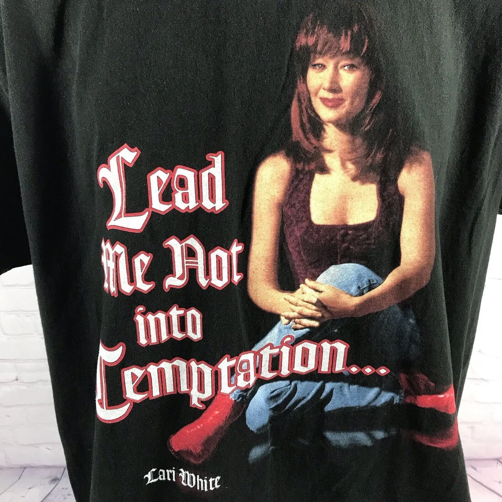 Lari White Lead Me Not into Temptation Shirt Black Size Unisex S-5XL NE1773