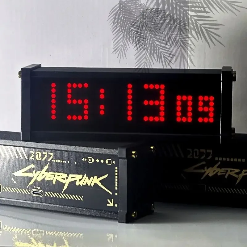 Dot Matrix Clock Aluminum Alloy Table with Ins Desktop Decoration Network Red Clock