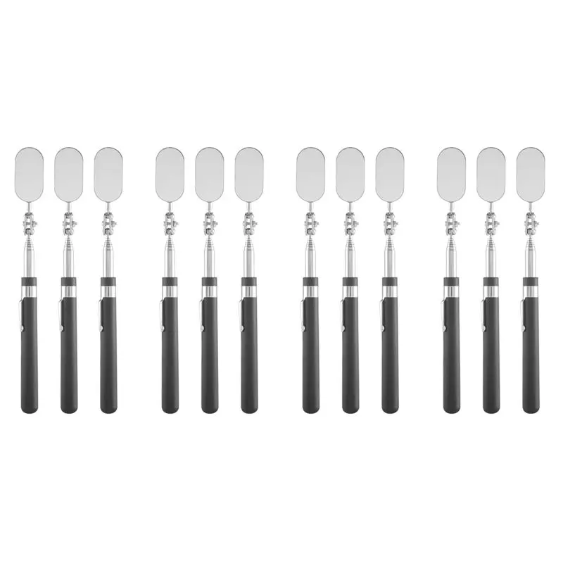 A53Q-12 Pieces Telescoping Inspection Mirror Observe Mirror Inspection Tool For Check The Condition Of The Vehicle(Oval)
