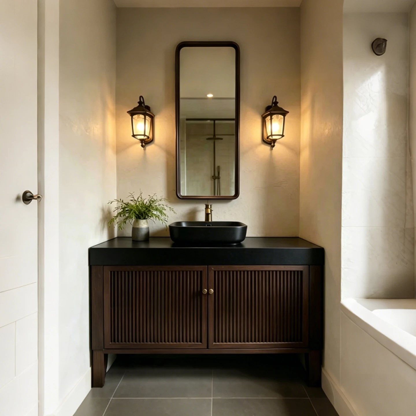 HYS new Chinese-style resort hotel bathroom cabinet combination floor-to-ceiling sink basin rock slab ceramic medium-ancient
