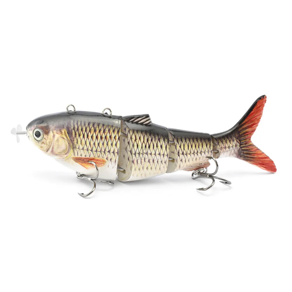 130mm Robotic Swimming Lures Fishing Auto Electric Bait Wobblers 4 Segment Swimbait Fishing Accessories