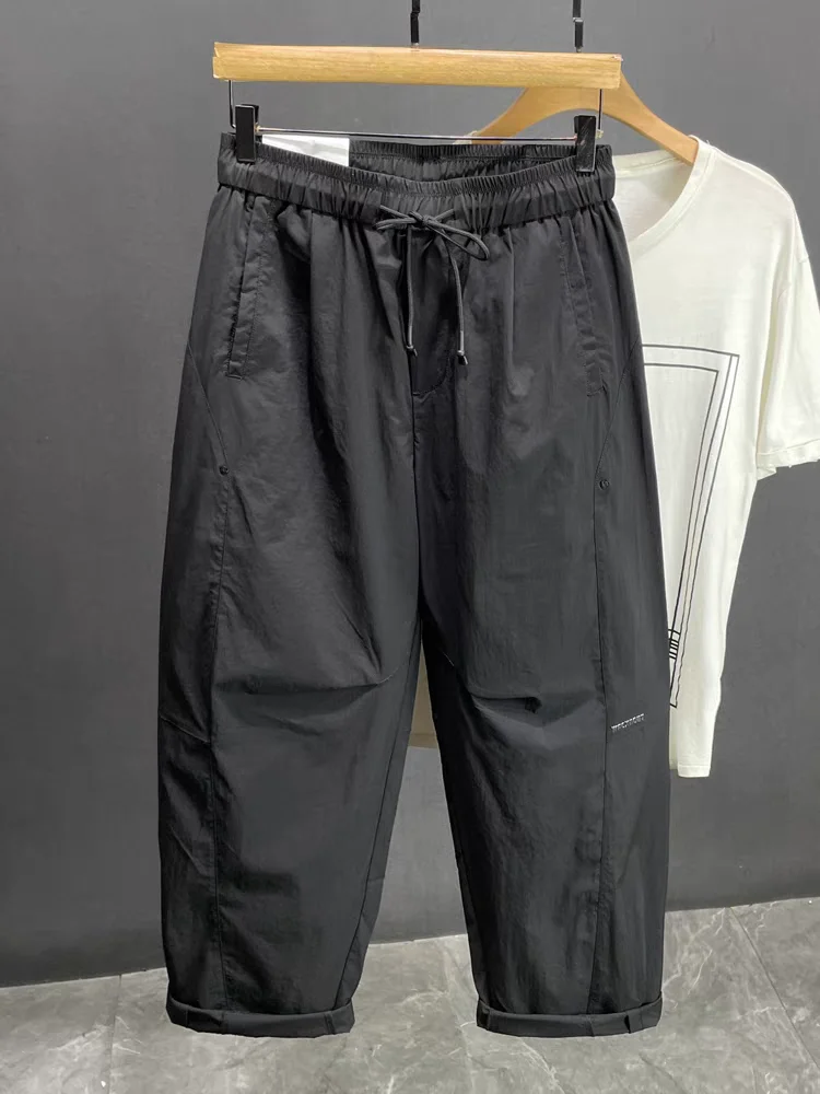 

Летние мужские повседневные прямые широкие длинные брюки, модная рабочая одежда, спортивные штаны, дышащие, свободный крой, молодежные