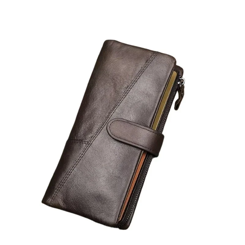 

Кожаный RFID-кошелек с логотипом, мужской мобильный кошелек, держатель для карт, мужской длинный кожаный кошелек-клатч