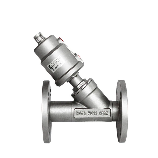 

1/2" 304 Stainless Steel Pneumatic Flange Angle Seat Valve Gas Oil Steam Double/Single Acting Flange Angle Seat Valve