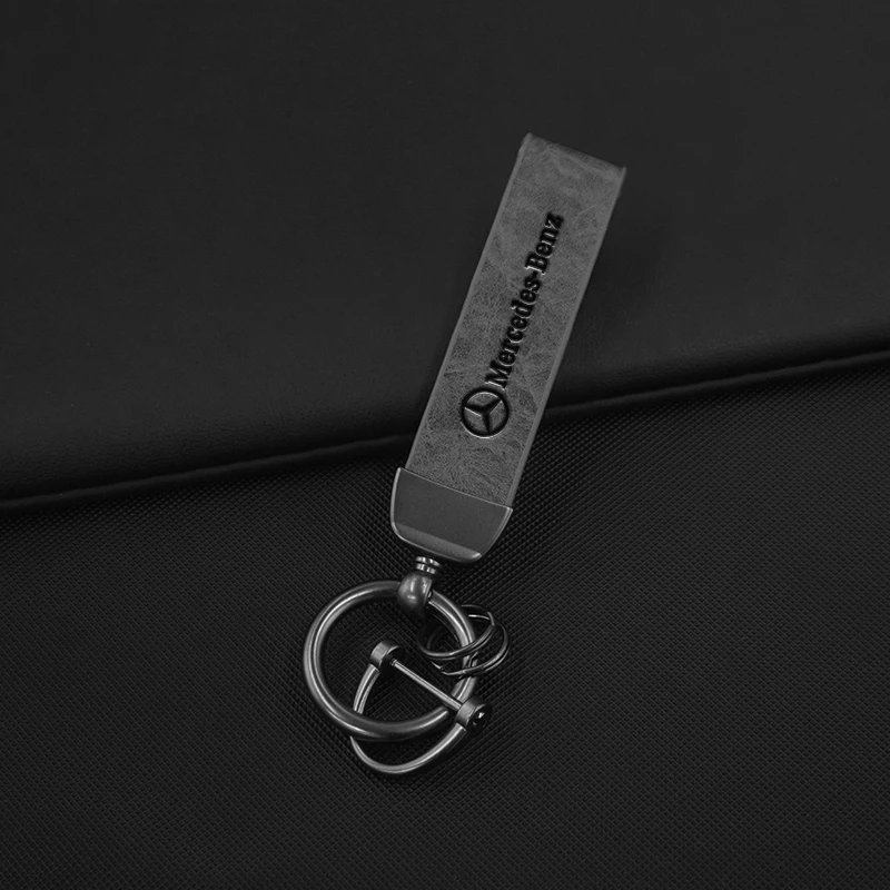 Zinc Alloy Car Logo Vintage Leather Keychain Key Ring For Mercedes Benz AMG Smart W205 C300 W203 W206 W108 W124 W126 W140 W168 view 2