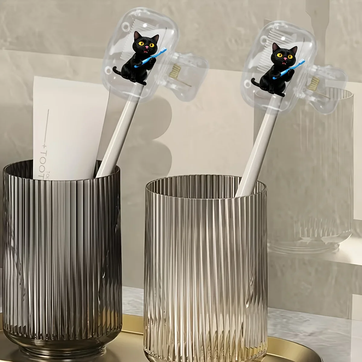 2pcs Cat Toothbrush Holders Perfect for Both for Home Use And Travel Compact Storage Box for Toothbrush Caps And Brush Heads
