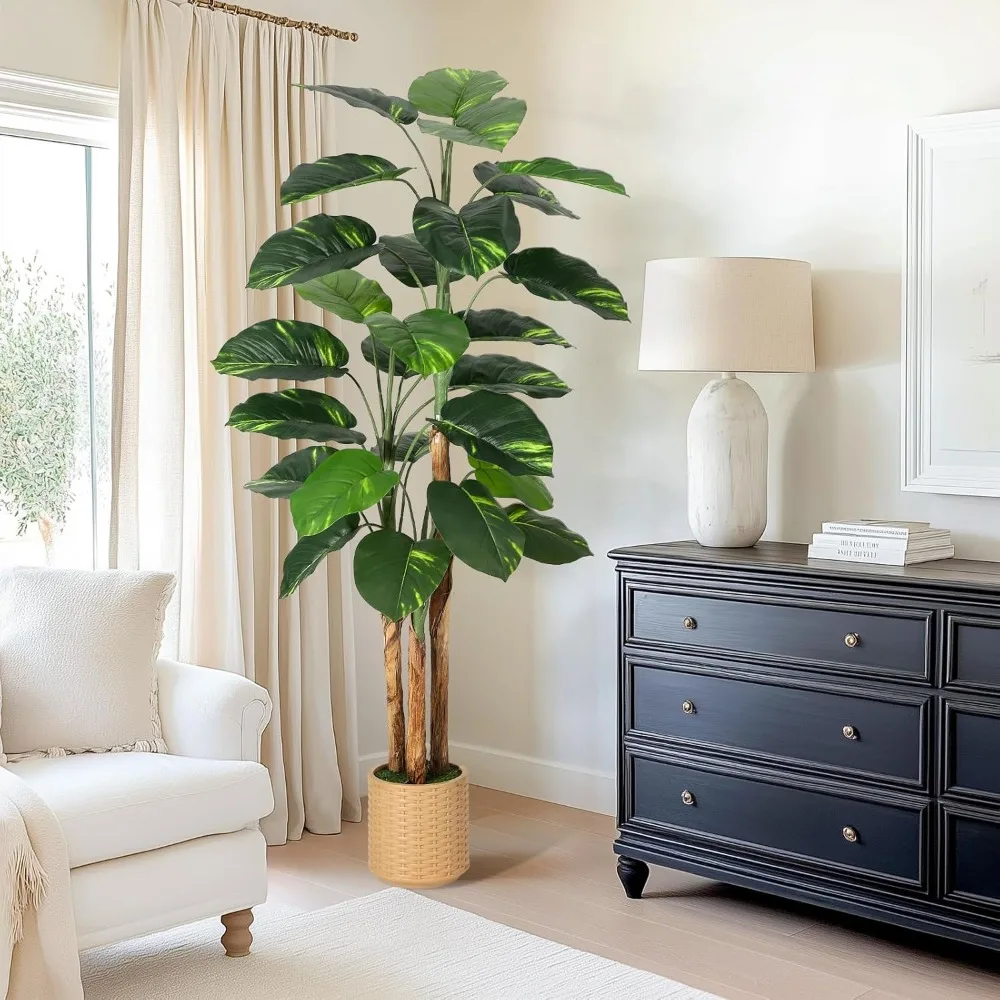 

Artificial Plant Indoor 6 ft, Fake Tree with Decorative Planter, Tall Faux Floor Plants, Indoor and Outdoor Artificial