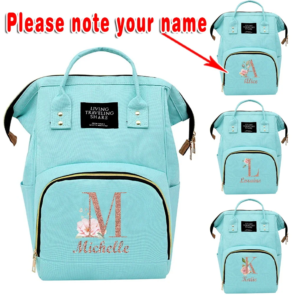 

Персонализированная многофункциональная сумка для подгузников для путешествий на природе с термоизоляцией, модная сумка для мам с принтами.