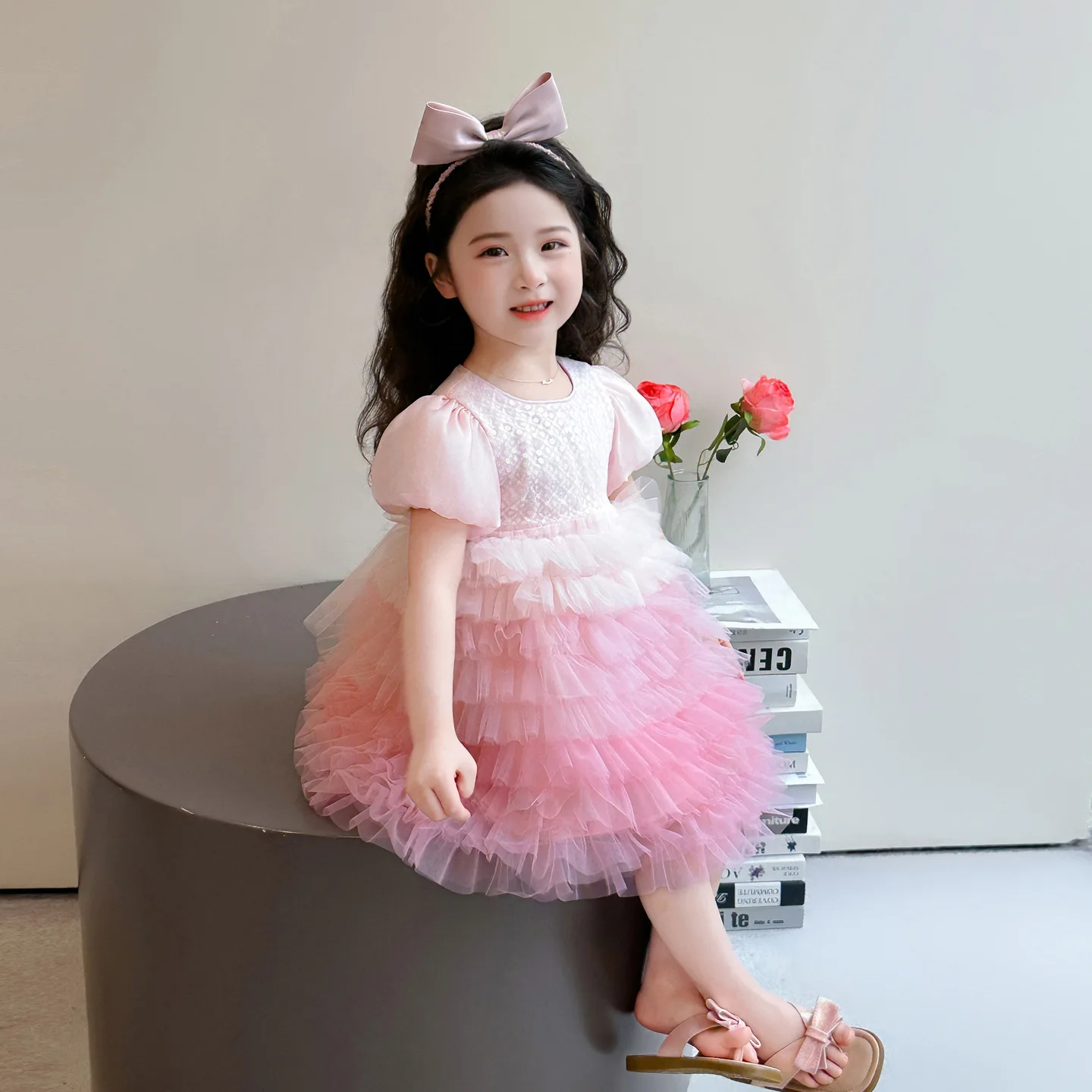 Girls' Dress Summer 2026 New Fashionable Baby Lotus Pong Children's Birthday Summer Princess Dress