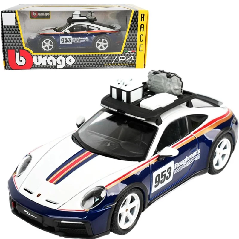 Bburago 2024 1/24 911 Racing Alloy Model Car for Porsche 911Dakar Static Die Cast Vehicles Collectible